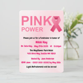 Invitación Equipo de apoyo al cáncer de mama Cinta rosa Perso