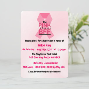Invitación Equipo de apoyo al cáncer de mama Cinta rosa Perso