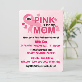 Invitación Equipo de apoyo al cáncer de mama Cinta rosa Perso