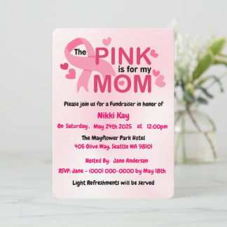 Invitación Equipo de apoyo al cáncer de mama Cinta rosa Perso