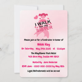 Invitación Equipo de apoyo al cáncer de mama Cinta rosa Perso