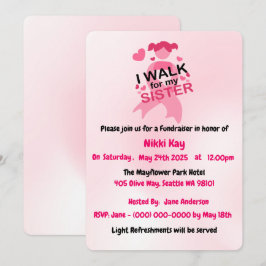 Invitación Equipo de apoyo al cáncer de mama Cinta rosa Perso