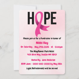 Invitación Equipo de apoyo al cáncer de mama Cinta rosa Perso