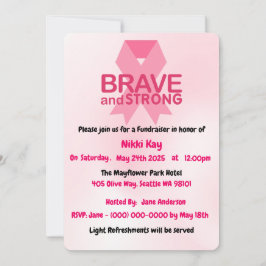 Invitación Equipo de apoyo al cáncer de mama Cinta rosa Perso