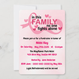 Invitación Equipo de apoyo al cáncer de mama Cinta rosa Perso