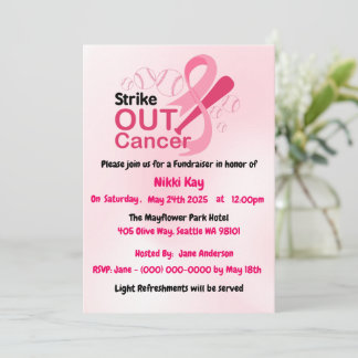 Invitación Equipo de apoyo al cáncer de mama Cinta rosa Perso