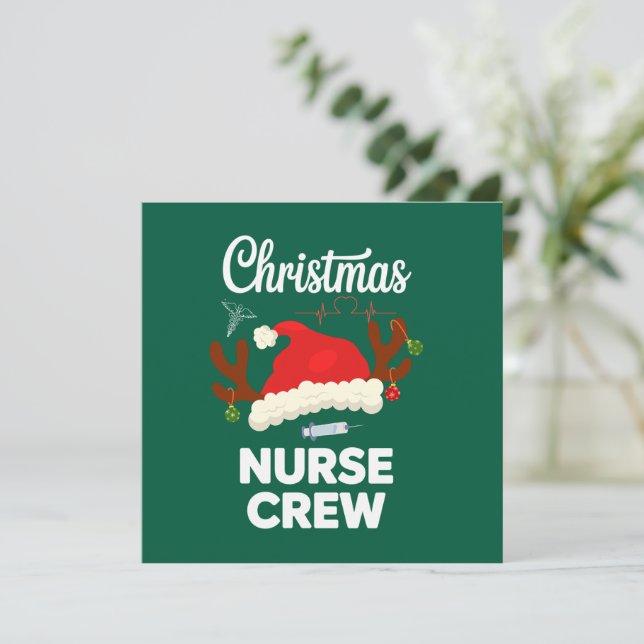Invitación Equipo de enfermera de Navidad Gorro de Santa Pasc (Anverso de pie)