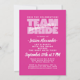 Invitación Equipo de la Novia Fiesta de Despedida Rosa Modern