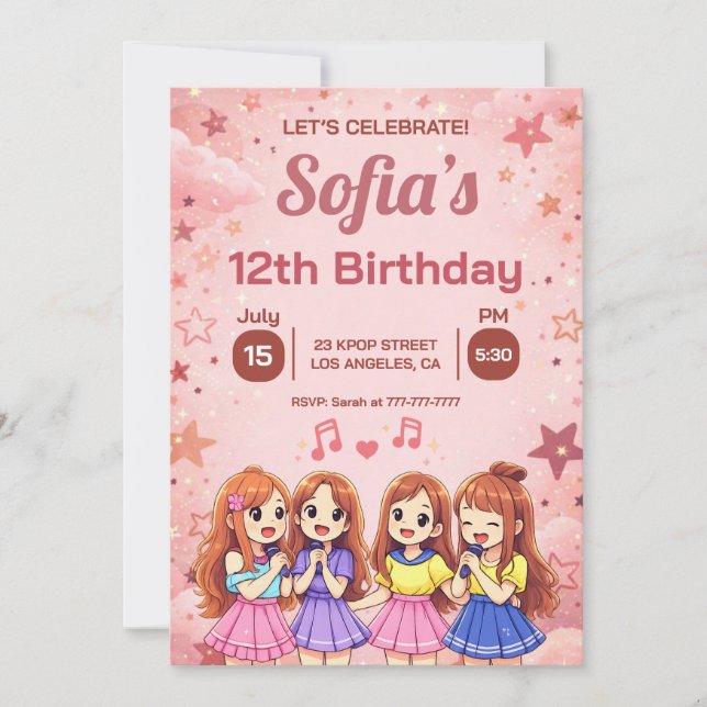 Invitación Equipo de Mejores Amigos de Anime Cumpleaños (Anverso)