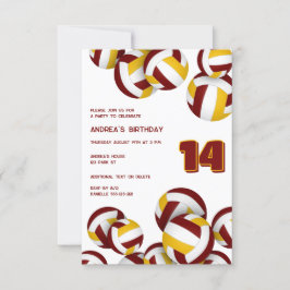 Invitación equipo de oro de maroon colores de volleyball adol