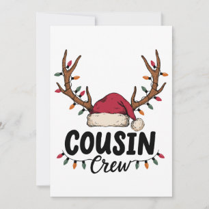 Invitación Equipo de primo de Navidad Sombrero de Santa Cuern