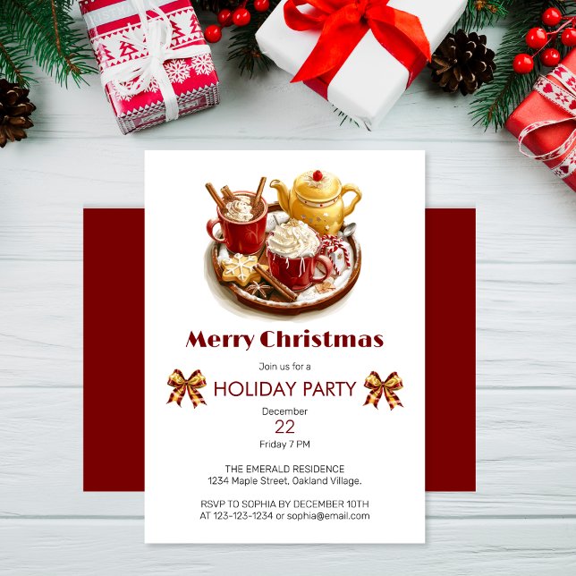 Invitación Equipo de té de oro festivo, con Choco caliente, N (Subido por el creador)