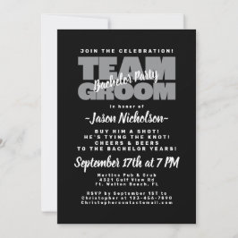 Invitación Equipo del Novio Fiesta de Soltero Negro Masculino