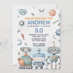 Invitación Equipo personal listo para un buen momento robots