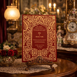 Invitación Era Victoriana 1856 Arte Nuevo Follaje