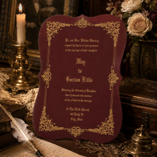 Invitación Era Victoriana 1896 Boda Lujosa Frontera Ornamenta