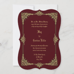Invitación Era Victoriana 1896 Boda Lujosa Frontera Ornamenta