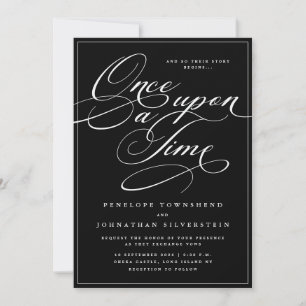 Invitación Érase una vez boda gótica de script negro
