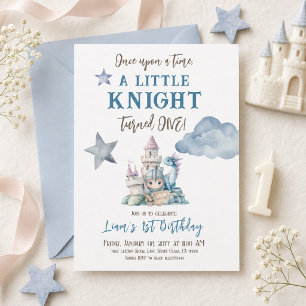 Invitación Érase una vez Caballero Azul cumpleaños 1