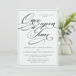 Invitación Érase una vez Caligrafía Boda en Blanco y Negro