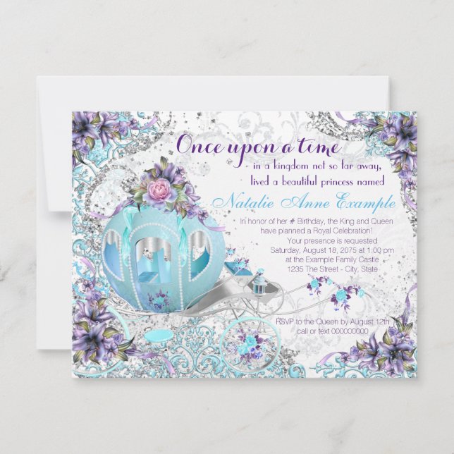 Invitación Érase una Vez Cuento de Hadas Princesa Cumpleaños (Anverso)