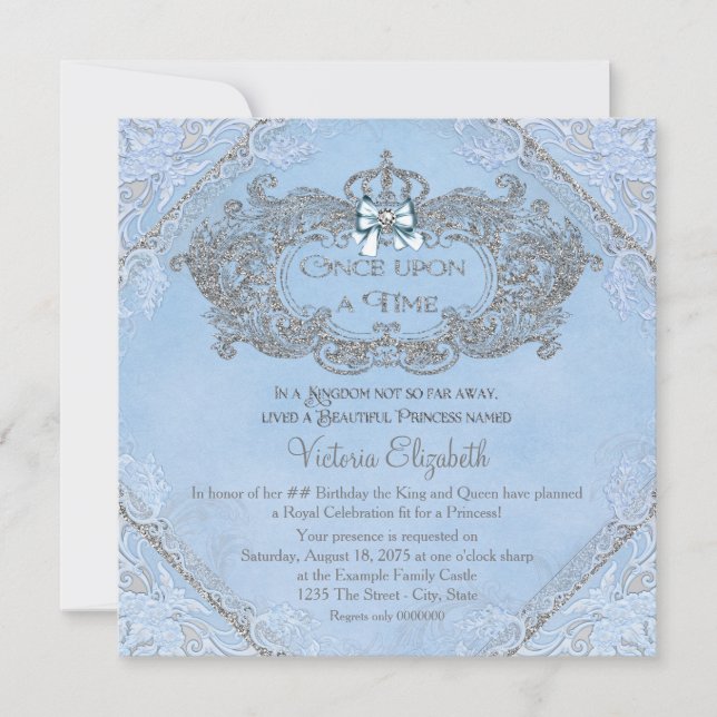 Invitación Érase una Vez Cumpleaños de Princesa (Anverso)