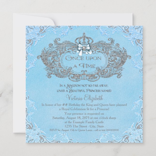Invitación Érase Una Vez Cumpleaños de Princesa Cenicienta (Anverso)