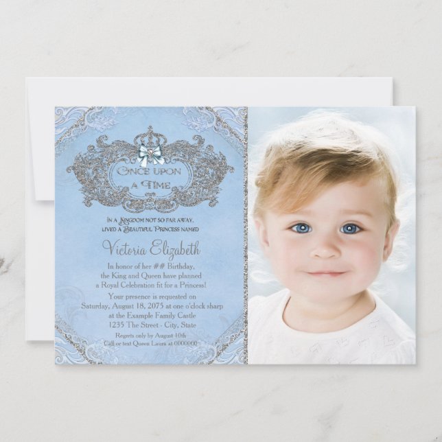 Invitación Érase Una Vez Cumpleaños de Princesa con Foto (Anverso)