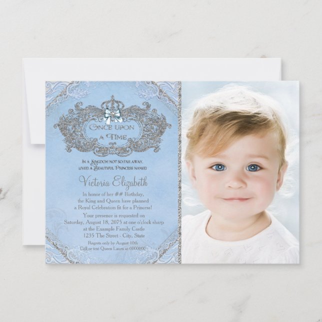 Invitación Érase Una Vez Cumpleaños de Princesa con Foto (Anverso)
