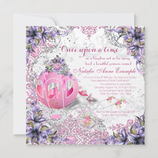 Invitación Érase Una Vez Cumpleaños De Princesa Cuento De Had (Anverso)