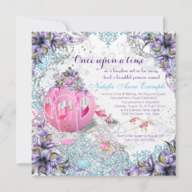 Invitación Érase una vez cumpleaños de princesa de cuento de  (Anverso)