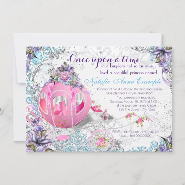 Invitación Érase una vez cumpleaños de princesa de cuento de  (Anverso)