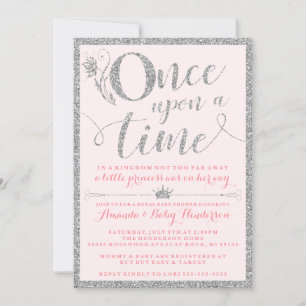 Invitación Érase Una Vez Ducha de Bebé Princesa de Plata