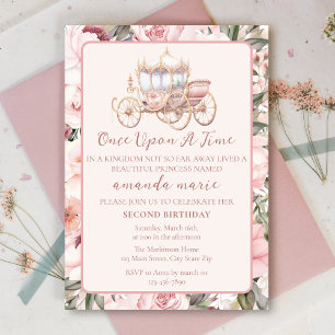Invitación Érase una vez el cumpleaños de la princesa rosa