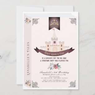Invitación Érase Una Vez El Cumpleaños Rosa De Los Cuentos