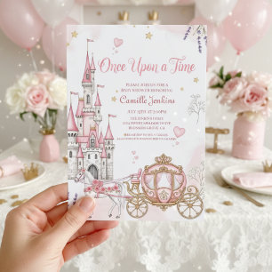 Invitación érase una vez fábula mágica real rosa