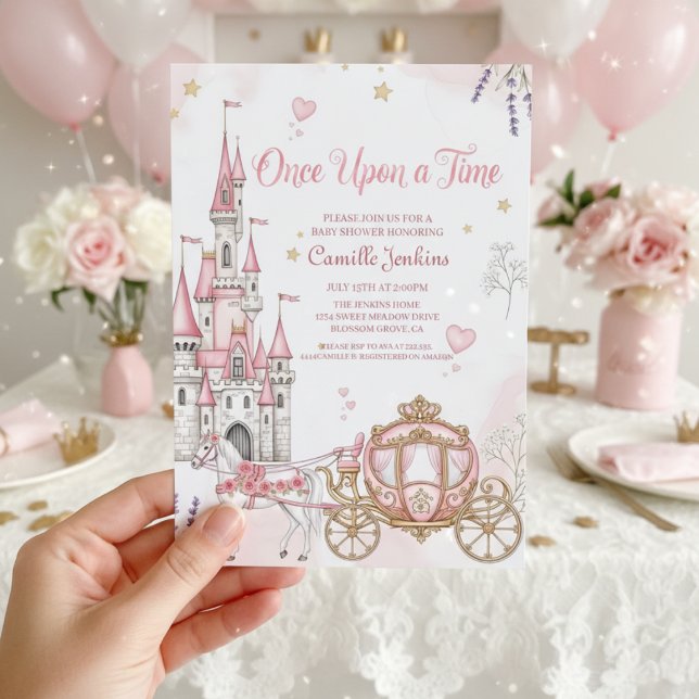 Invitación érase una vez fábula mágica real rosa (Subido por el creador)