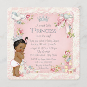 Invitación Érase una Vez Fiesta de Bebé Princesa Étnica