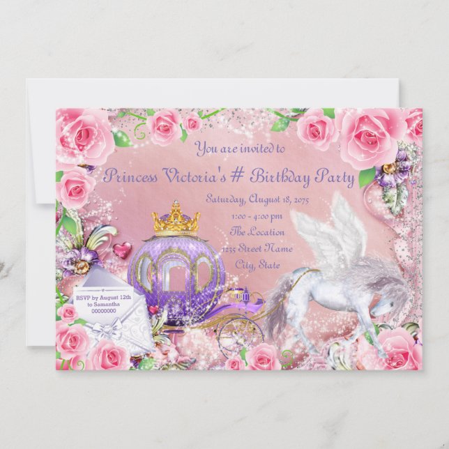 Invitación Érase una vez la fiesta de cumpleaños de la prince (Anverso)