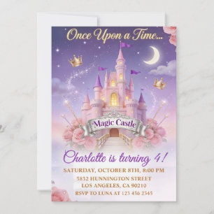 Invitación Érase Una Vez Niña Princesa Castillo Mágico Cumple