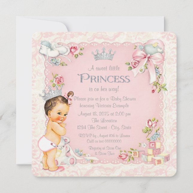 Invitación Érase una Vez Princesa Pequeña Baby Shower (Anverso)