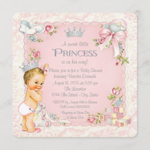 Invitación Érase una Vez Princesa Pequeña Baby Shower