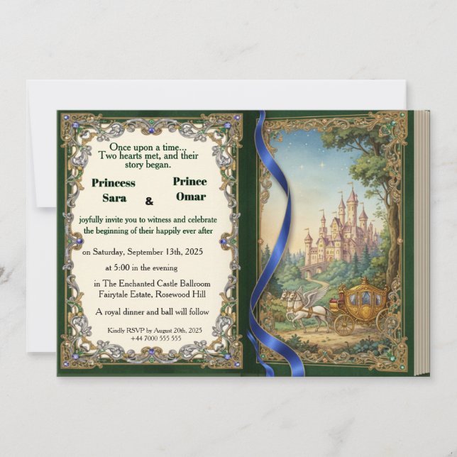 Invitación Érase una vez un castillo de cuento de hadas boda  (Anverso)