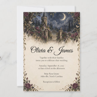 Invitación Érase una vez una boda en una torre iluminada por