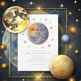 Invitación Eres amado por el Baby Shower de To the Moon Stars