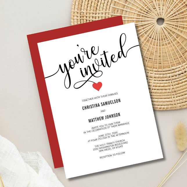 Invitación Eres invitada Boda de San Valentín rojo blanco neg (Subido por el creador)