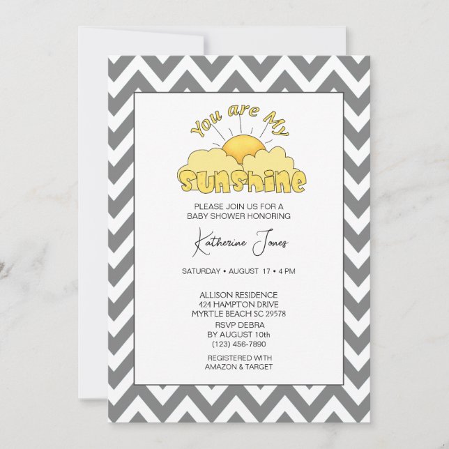 Invitación Eres Mi Baby Shower Neutral Sunshine (Anverso)