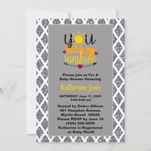 Invitación Eres Mi Baby Shower Sunshine (Anverso)