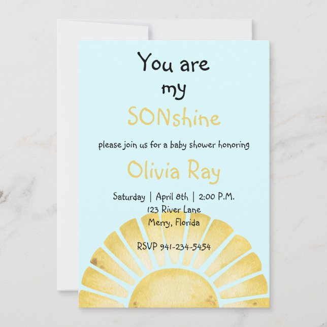 Invitación Eres mi bebé de Sonshine (Anverso)