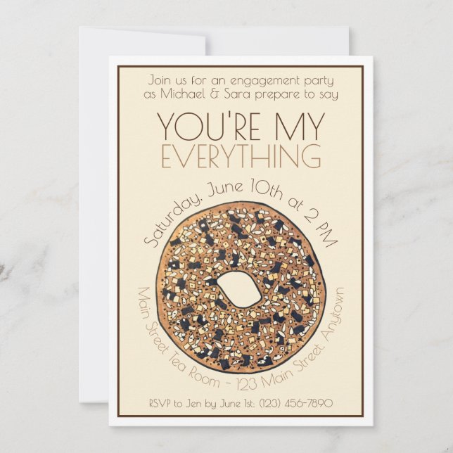 Invitación Eres mi compromiso con el Boda de todo Bagel (Anverso)